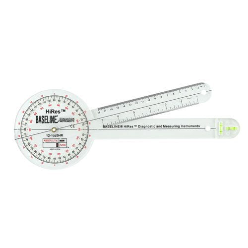 Baseline Absolute+Axis Goniometer - HiRes 360 Degree Head, 12" Arms