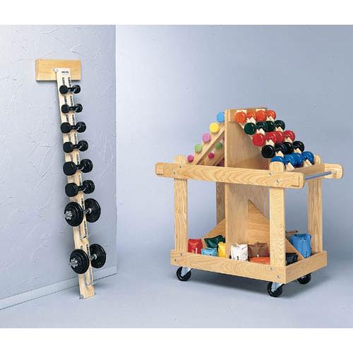 Wall-Mounted Wooden Dumbbell Rack