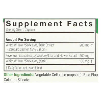 Nature's Answer - White Willow With Feverfew - 60 Vcaps