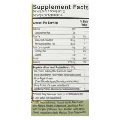 Genceutic Naturals Plant Head Protein - Vanilla - 1.65 Lb