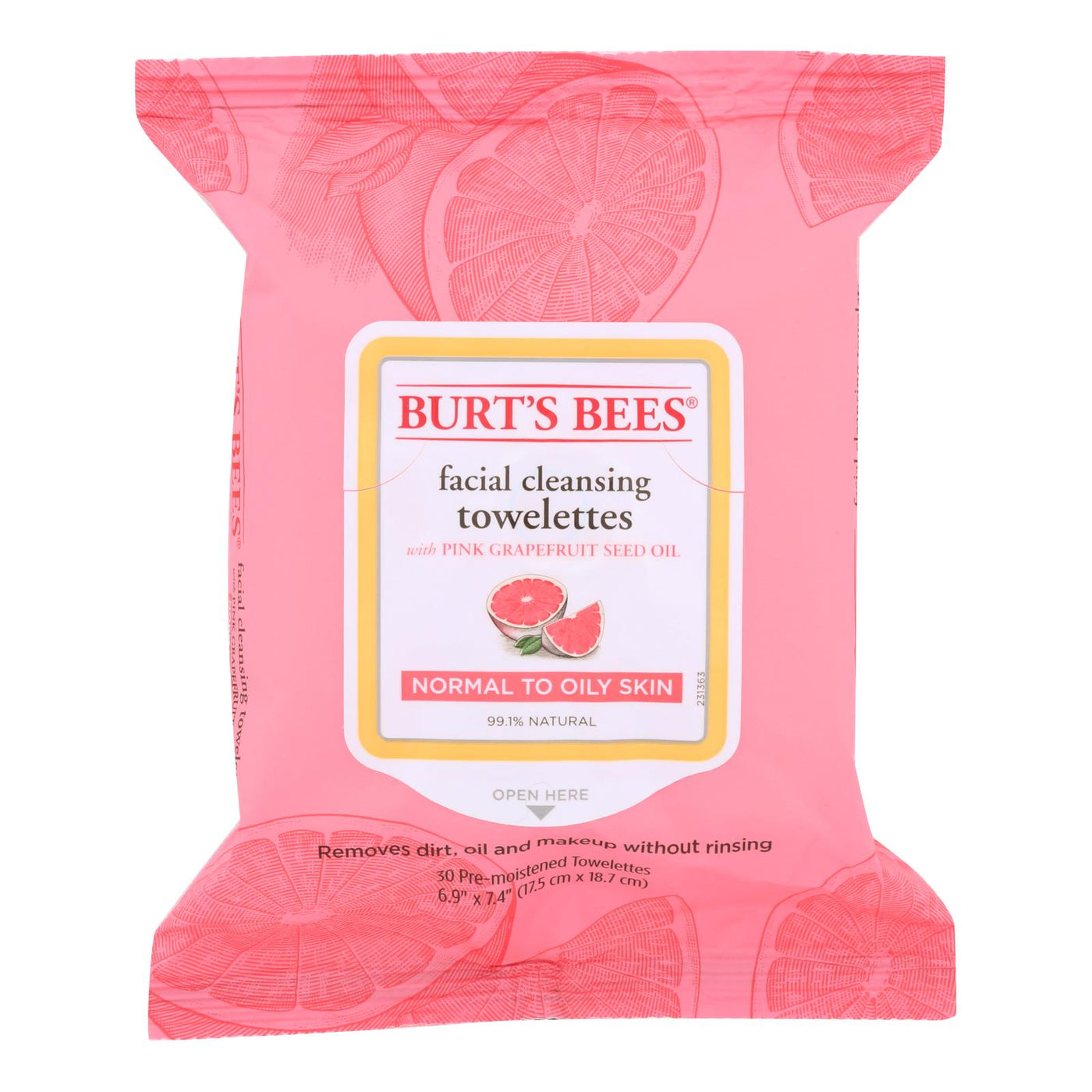 Burts Bees - Face Towelette - Pink Grapefruit - Case Of 3 - 30 Count