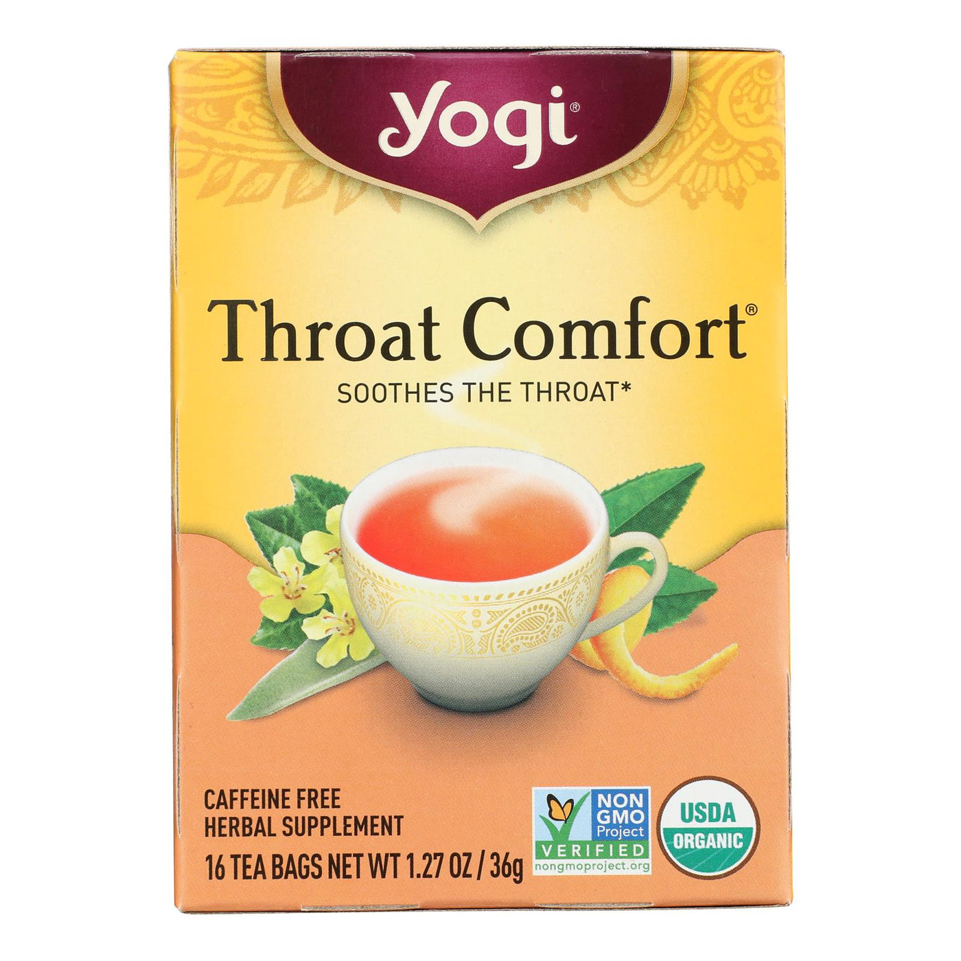Yogi Tea Organic - Throat Comfort - Caffeine Free - 16 Tea Bags
