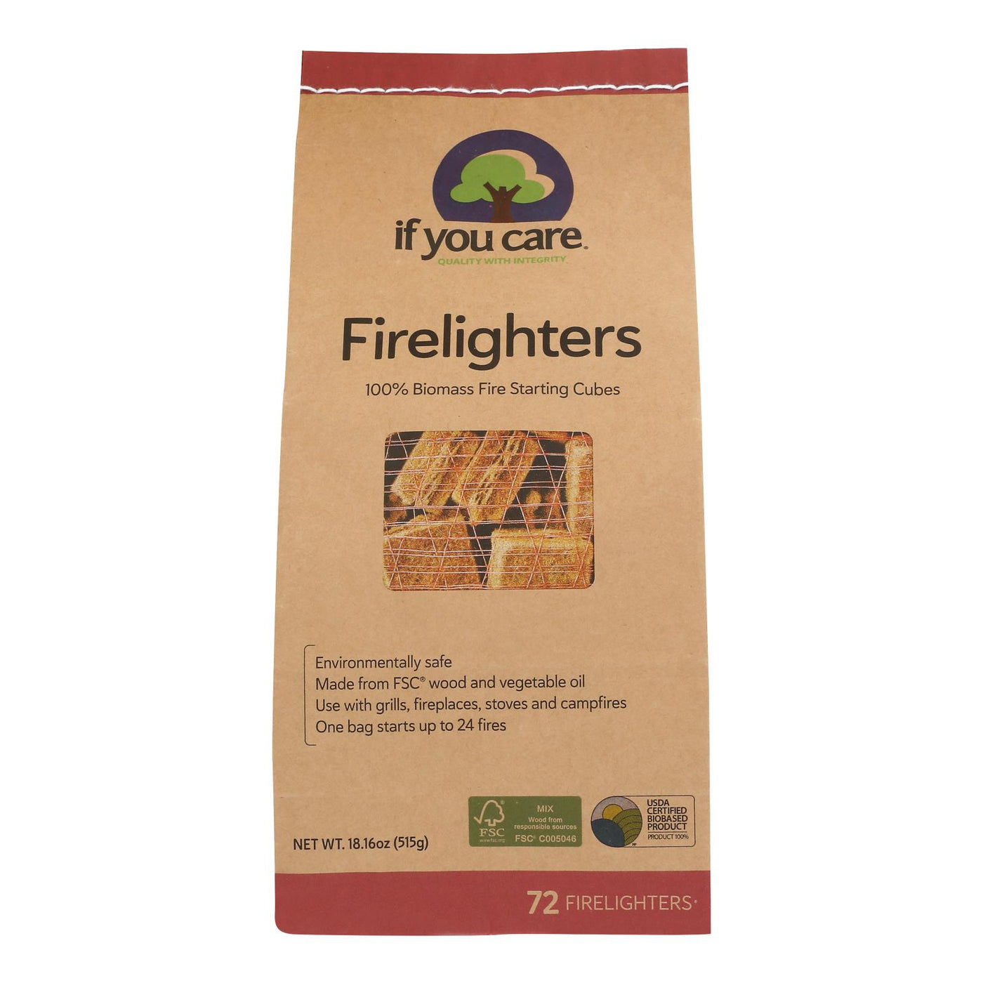 If You Care Wood Starting Cubes - Firelighters - Case Of 12 - 72 Count