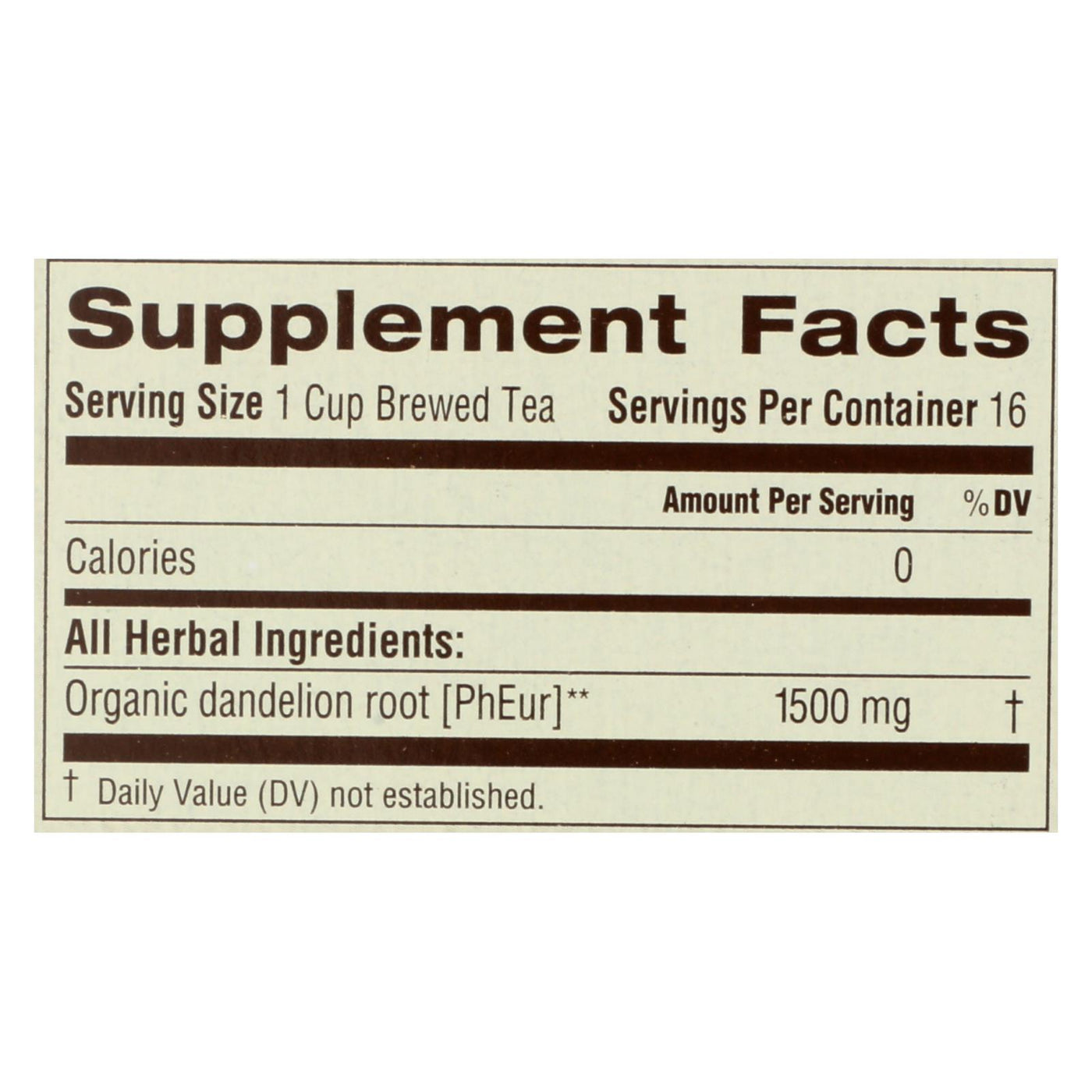 Traditional Medicinals Organic Roasted Dandelion Root Tea - Caffeine Free - 16 Bags