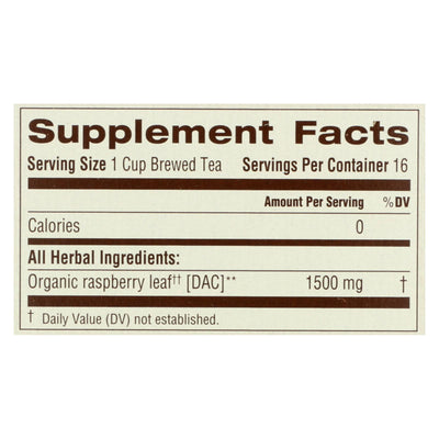 Traditional Medicinals Organic Raspberry Leaf Herbal Tea - Caffeine Free - 16 Bags