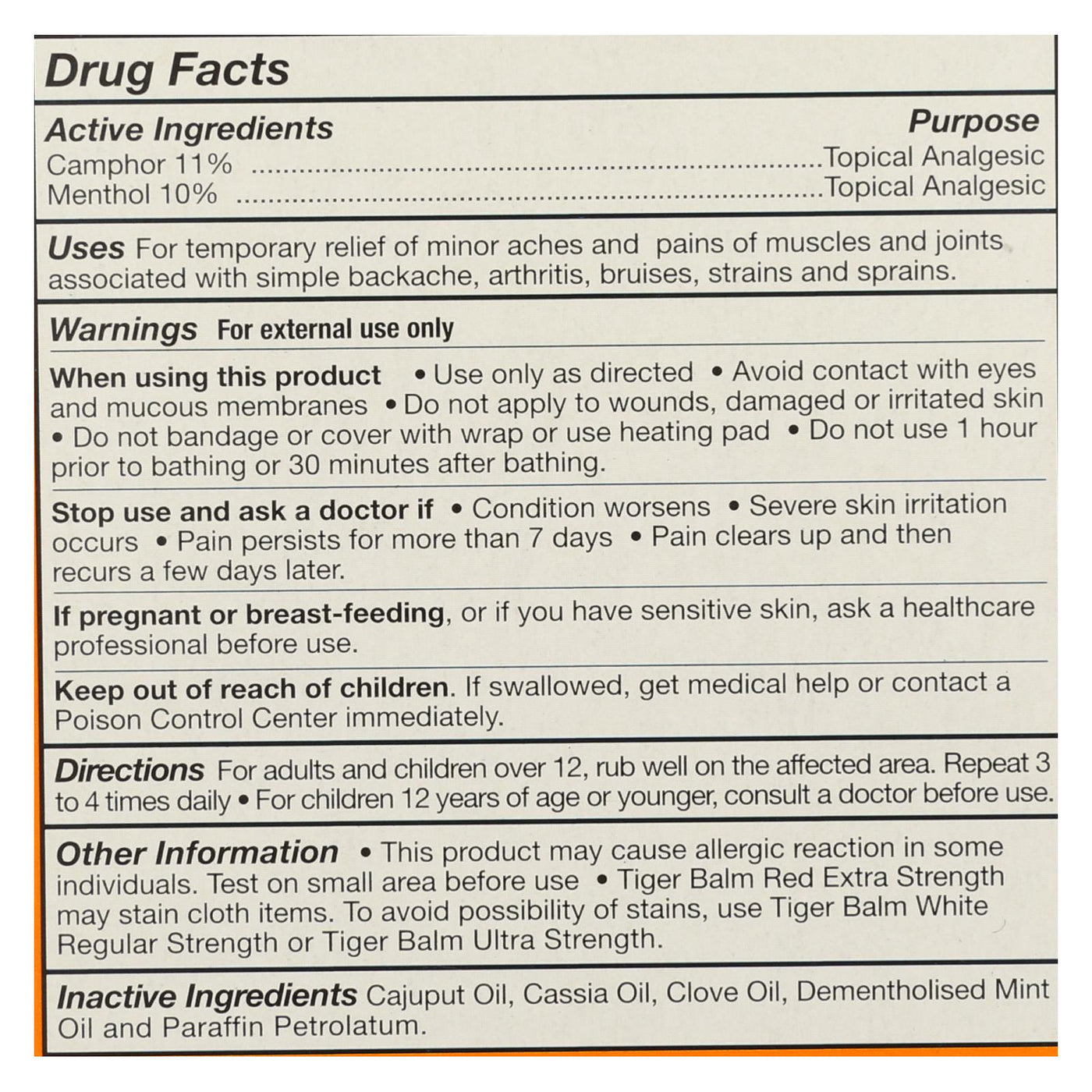 Tiger Balm Pain Relieving Ointment - Extra Strength - .63 Oz