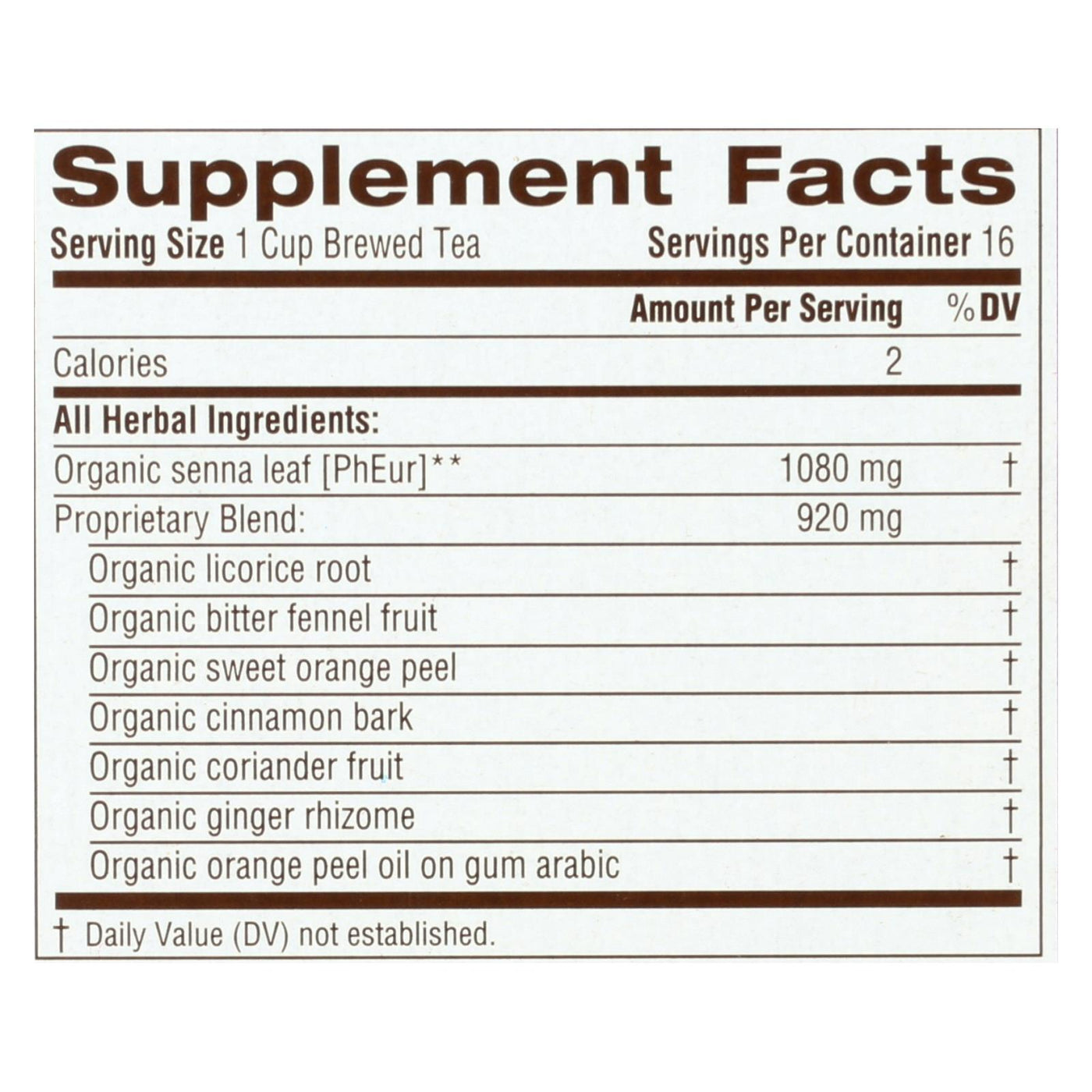 Traditional Medicinals Organic Senna Stimulant Laxative Tea - Caffeine Free - 16 Bags