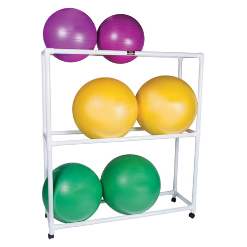 Mobile PVC Ball Rack – 3-Shelf Floor Stand with Casters
