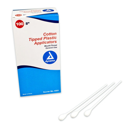 Non-Sterile Mouth & Throat Cotton-Tipped Applicators 8" – Box of 100