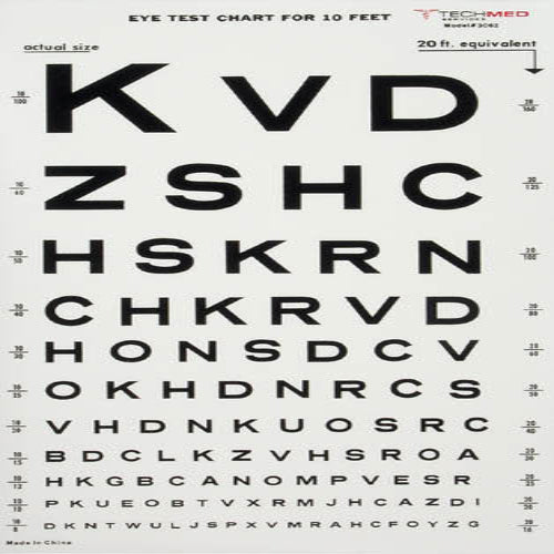 Illuminated Snellen Eye Chart - 10 Foot Distance