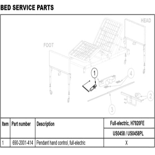 Pendant Control for Full Electric Bed (Patriot #1801B)