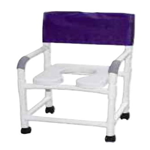 18-Inch Wide Shower Chair with Soft Elongated Seat & Square Pail