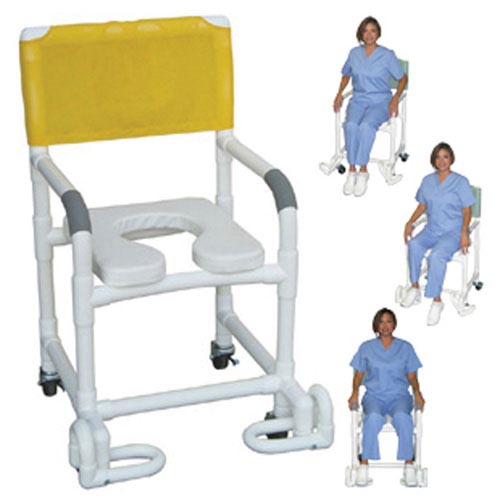 PVC Shower Chair with Deluxe Elongated Soft Seat & Footrest