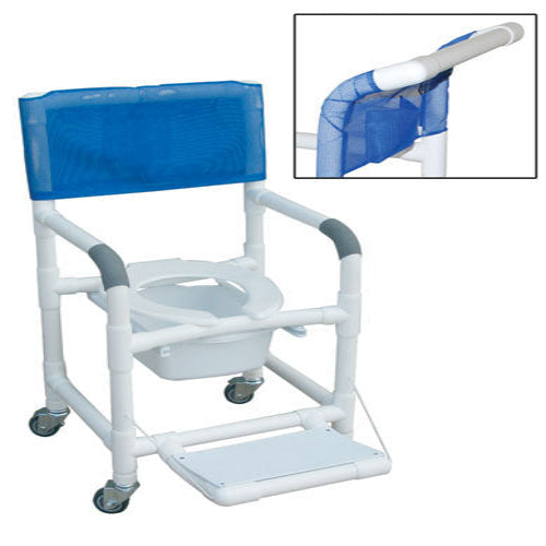 PVC Deluxe Shower Chair with Drop Arm, Folding Footrest & Square Pail