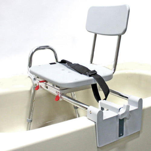 Snap-N-Save Sliding Tub-Mount Transfer Bench with Swivel Seat