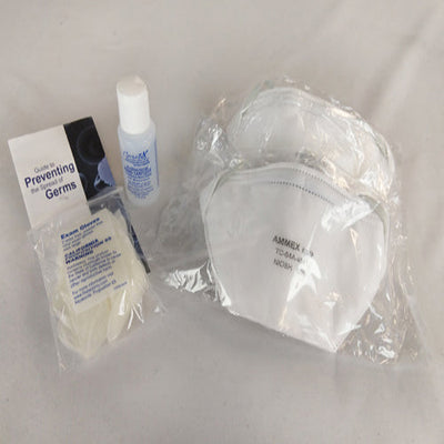N95 Mask Germ Protection Kit – 2 Masks, Hand Sanitizer & 1 Pair Gloves