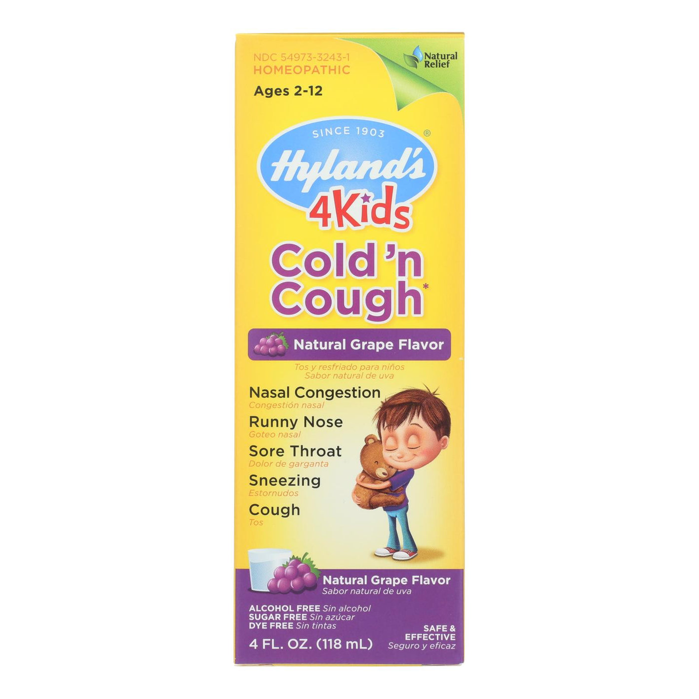 Hylands Homeopathic Cold N Cough - 4 Kids - Grape - 4 Oz