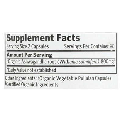Organic India Ashwagandha Capsules - Bottle - 180 Vege Capsules
