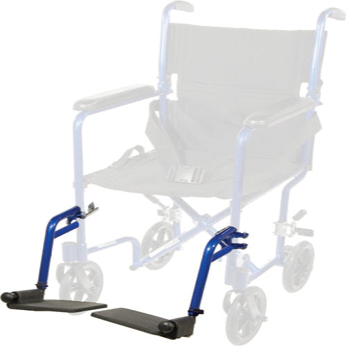 Swing-Away Detachable Footrest for Aluminum Transport Chair - Blue, Pair