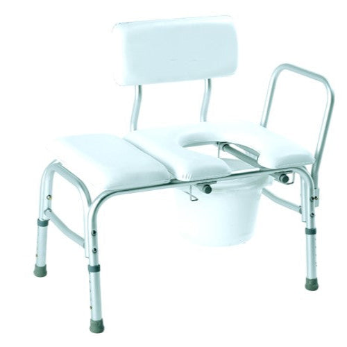 Vinyl-Padded Bathtub Transfer Bench with Cut-out & Pail