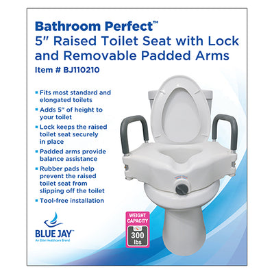 Blue Jay Raised Toilet Seat with Lock & Arms