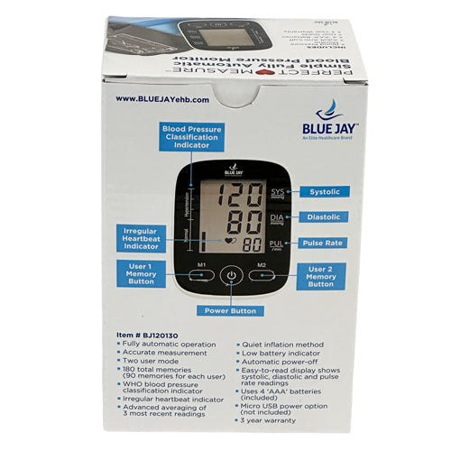 Blue Jay Perfect Measure Simple Fully Automatic BP Monitor