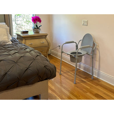 Convenient Folding Steel Commode – Elongated Seat (Case of 3)
