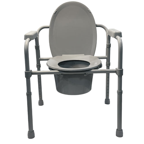 Convenient Folding Steel Commode – Elongated Seat (Case of 3)