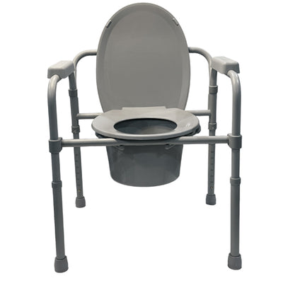 Convenient Folding Steel Commode – Elongated Seat (Case of 3)