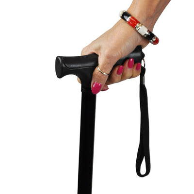 Blue Jay Folding Cane – Black with Pistol Grip Handle, 33"–37"