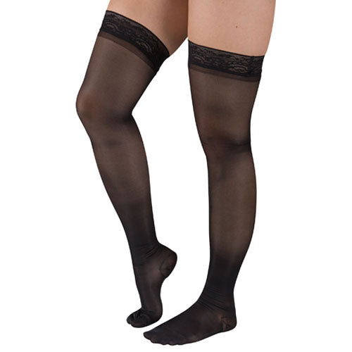 Ladies Sheer Thigh High Stockings 15-20 mmHg – Moderate Support, Stay Top