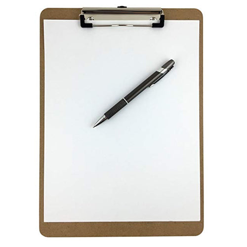 Clipboard 9" x 12.5" – Hardboard with Low Profile Clip