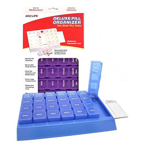 Deluxe 7-Day Pill Organizer with 28 Compartments – One Week Plus Today