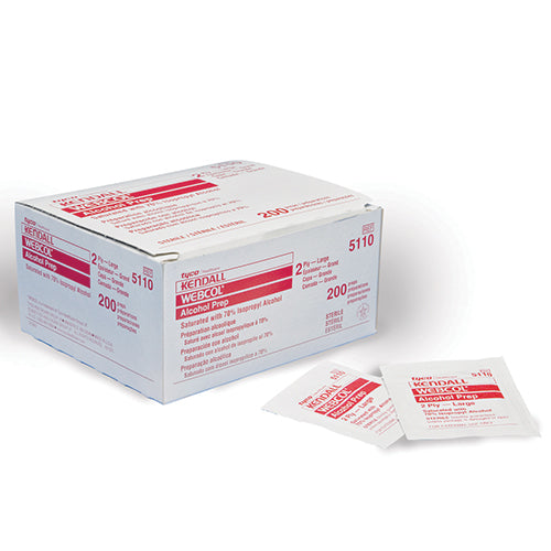 Webcol Alcohol Prep Pads – Medium, 2-Ply, Box of 200