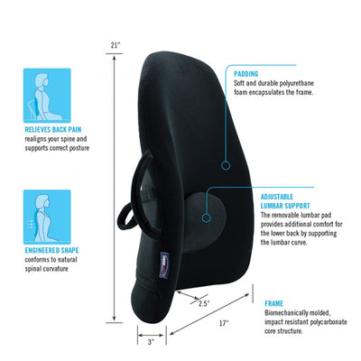 ObusForme Lowback Backrest Support – Black, (Bagged)
