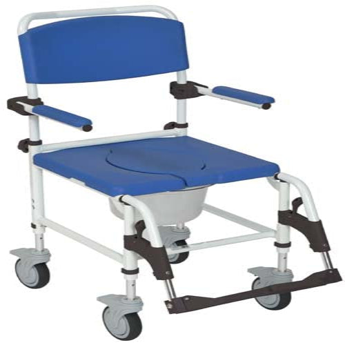 Aluminum Shower/Commode Rehab Chair with Locking Rear Casters