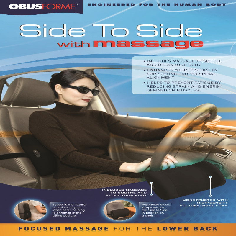 ObusForme Lumbar Support with Side-to-Side Massage – Black