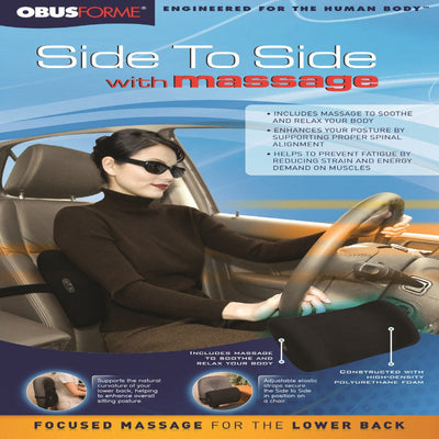 ObusForme Lumbar Support with Side-to-Side Massage – Black