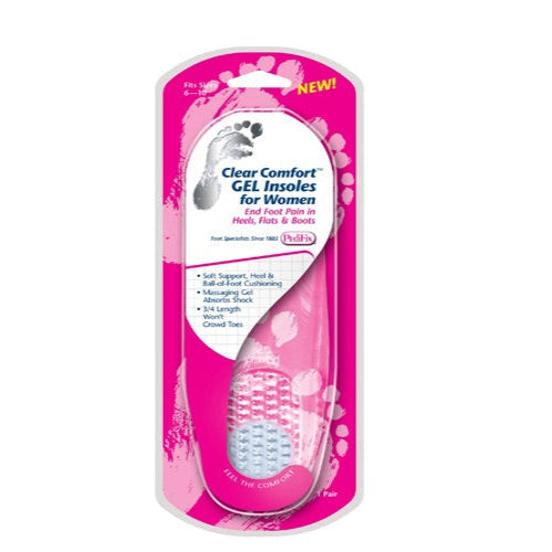 Clear Comfort Gel Insoles for Women – Fits Sizes 6–10 (Pair)