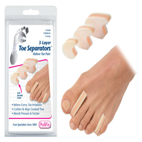 3-Layer Gel Toe Separators – 2 Small, 2 Medium, 2 Large (Pack of 6)